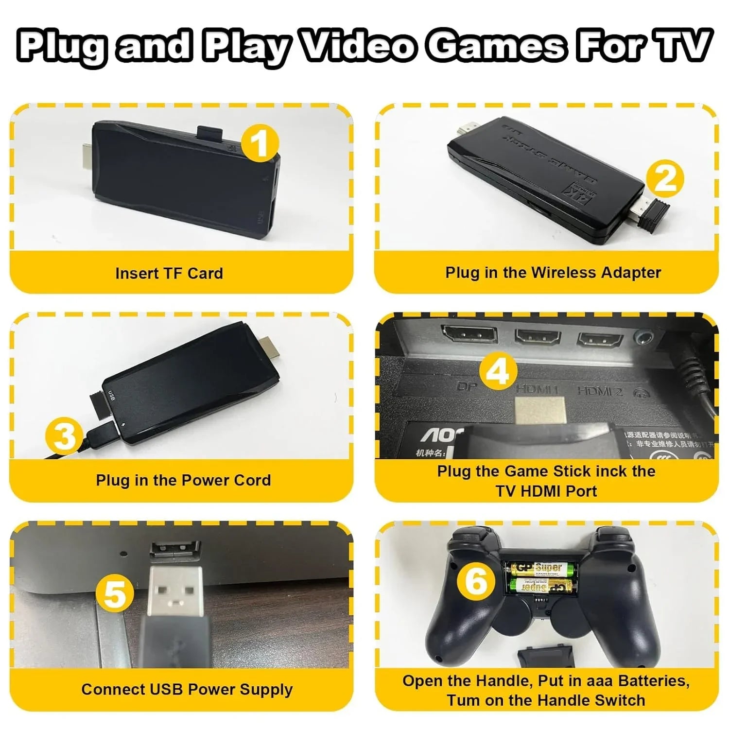 Retro Game Stick with Built-in 9 Emulators, Retro Gaming Console with 20,000+ Games, HD Output and 2.4GHz Wireless Controller for TV Plug and Play - Revisit Classic Games
