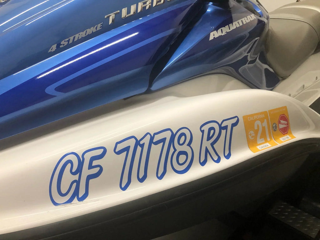 STIFFIE Whipline Solid White/Navy 3" Alpha-Numeric Registration Identification Numbers Stickers Decals for Boats & Personal Watercraft