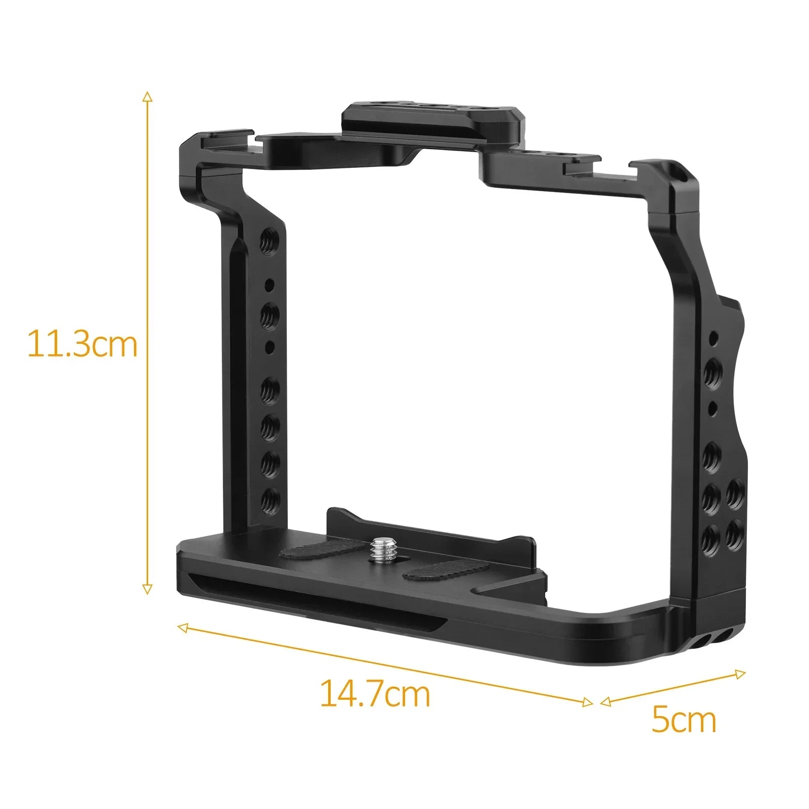 Camera Cage Aluminum Alloy Video Cage with Dual Cold Shoe Mounts Numerous 1/4 Inch Threads Replacement for Sony A7IV/ A7III/ A7II/ A7R III/ A7R II/ A7S II
