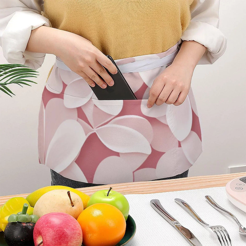 Pink Petal Half Body Apron Women's Polyester Material Durable and Fashionable Cooking with Pocket