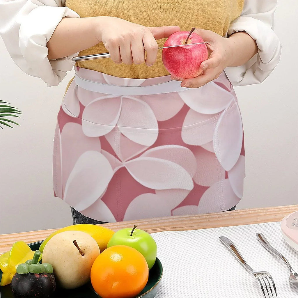 Pink Petal Half Body Apron Women's Polyester Material Durable and Fashionable Cooking with Pocket