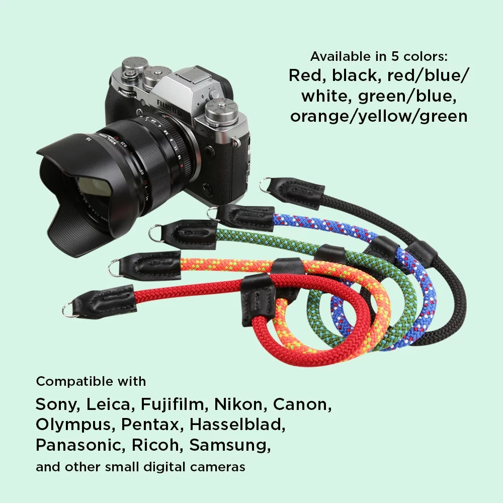 Foto&Tech Climbing Rope Camera Wrist Strap Quick Release Made in USA Compatible with Sony A6600 A6500 A6400 A6000 A6300 A6100 A5100 A5000,RX1 R,RX1 R II,RX10,RX10 II,RX10 III,RX10 IV (34cm,Green/Blue)