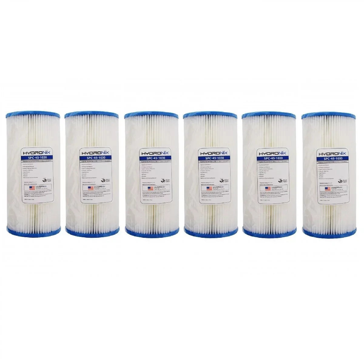 SPC-45-1030 R30-BB & RS6 Compatible Sediment Pleated Water Filter Washable Reusable 4.5 x 10 - 30 micron (6 Pack)