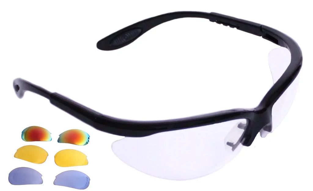 Python RG Multi Lense Racquetball/Squash/Pickleball Eye Protection w/free case (Eyewear, Goggle, Eyeguard) - BLACK