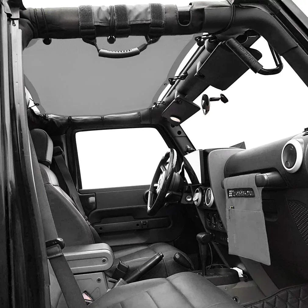 Shadeidea Jeep Wrangler Sunshade JKU Top Sun Shade JK Unlimited (2007-2018) 4-Door Front & Rear-Gray Mesh Screen Cover UV Blocker with Grab Bag-10 Years Warranty