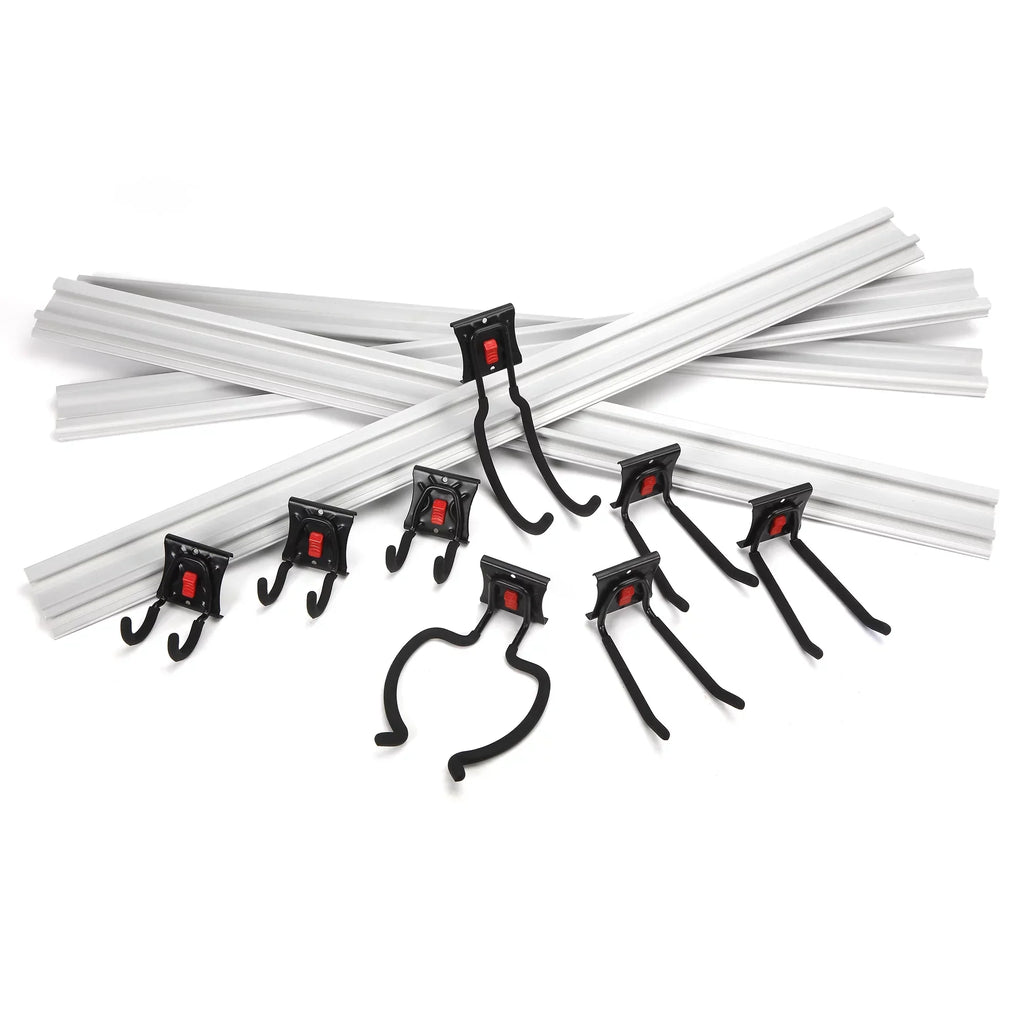 Hyper Tough 12-Piece Quick-Release Snap Rail Kit Garage Organizer System