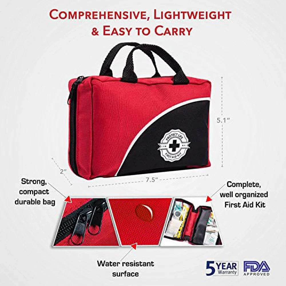 First Aid Kit - 160 Piece - for Car, Travel, Camping, Home, Office, Sports, Survival | Complete Emergency Bag Fully stocked with Medical Supplies