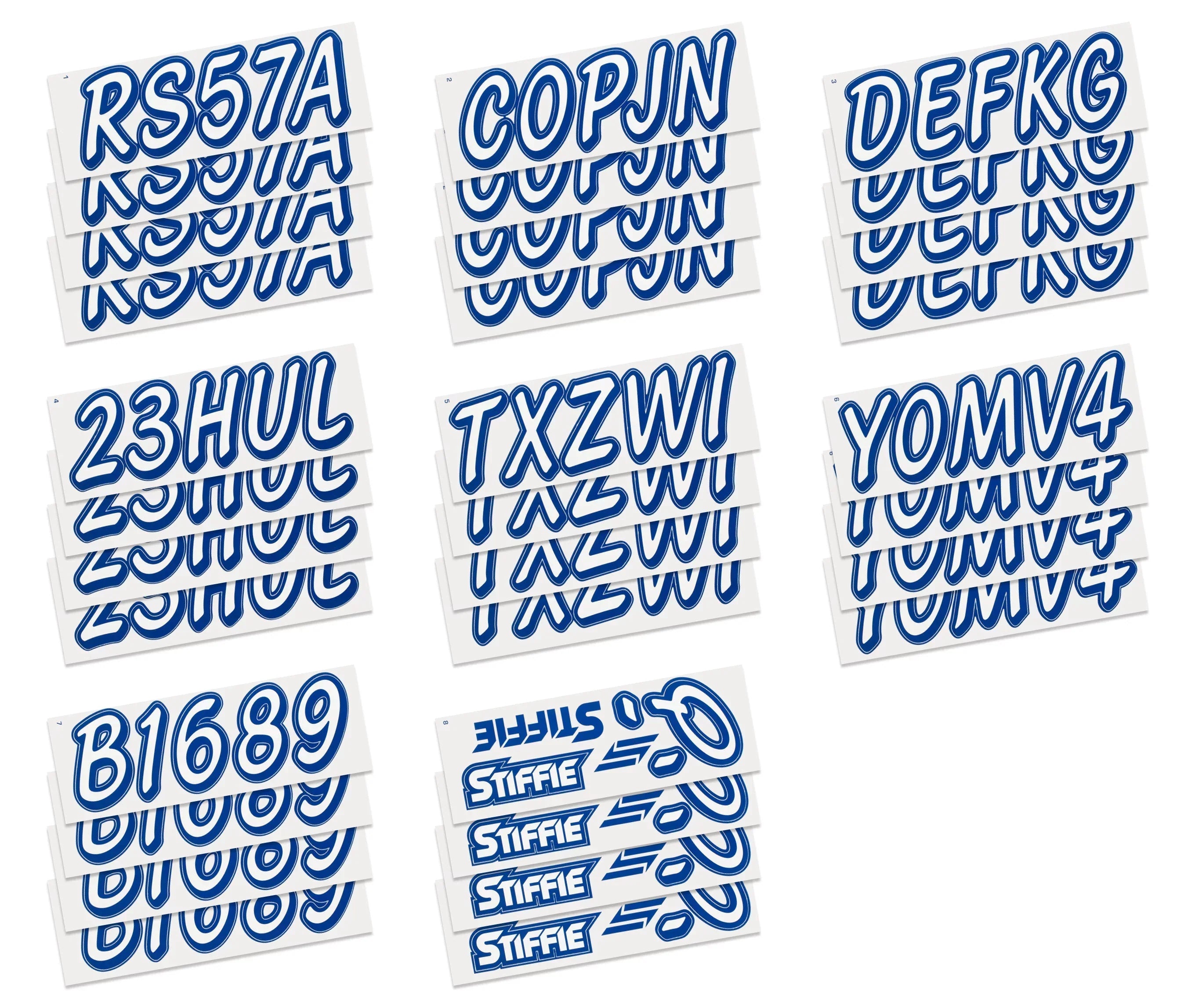 STIFFIE Whipline Solid White/Navy 3" Alpha-Numeric Registration Identification Numbers Stickers Decals for Boats & Personal Watercraft