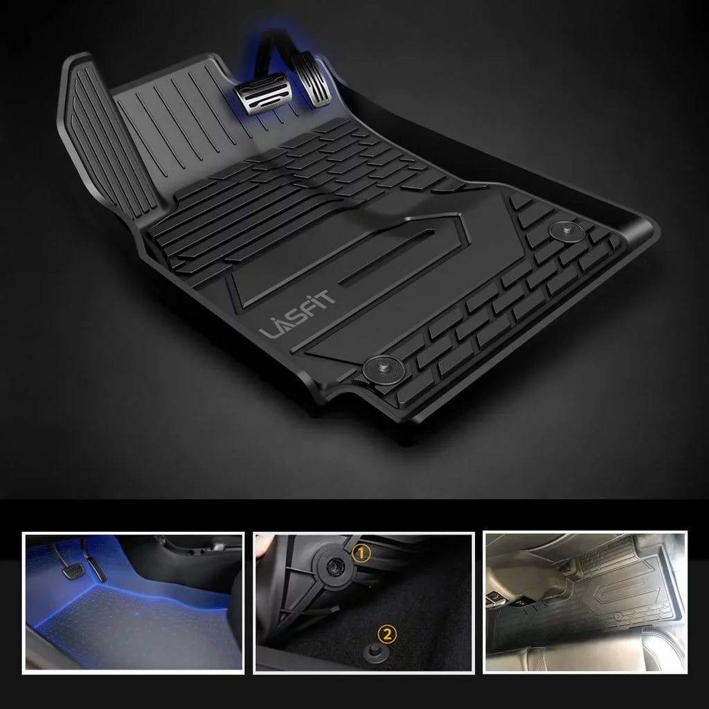 Lasfit Floor Liners for 2013- 2015 Jeep Grand Cherokee （Fit Bench Seating ONLY）,for 2013-2021 Dodge Durango (Fit Bench Seating on 2nd Row only),All Weather Fit TPE Floor Mats Set