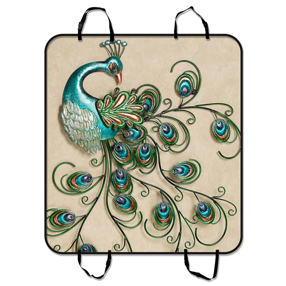 GCKG Beautiful Peacock Pattern Popular Pet Car Seat Cover Dog Car Seat Mat Hammock Cargo Mat Trunk Mat For Cars Trucks and SUV 54x60 inches