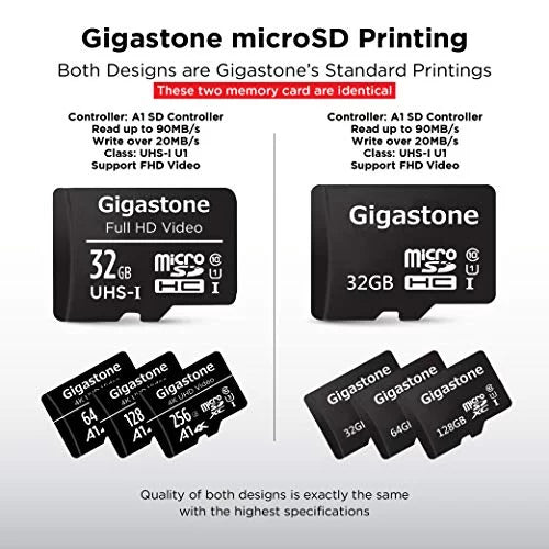 Gigastone 32GB Micro SD Card, FHD Video UHS-I U1 Class 10, for Surveillance, Security, Action Cameras, Drone, Dash Cams, 10 Pack (10x32GB)