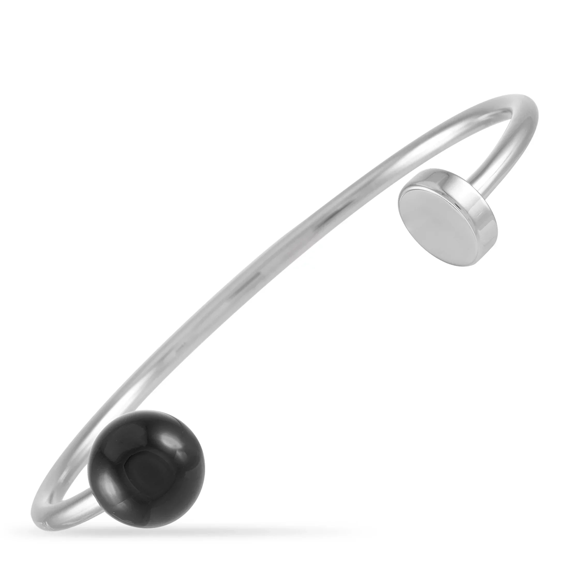 Calvin Klein Bubbly Stainless Steel Onyx Open Bangle Bracelet