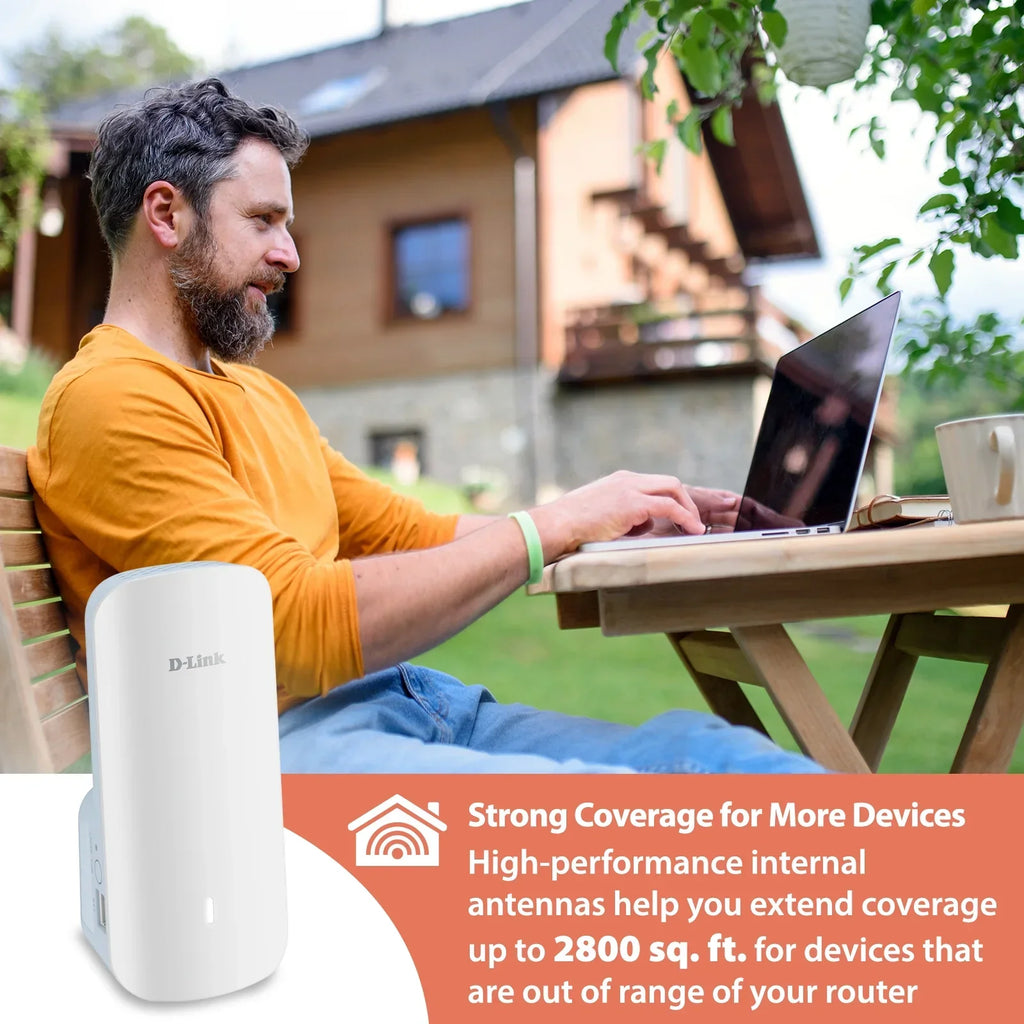 D-Link AX3000 Mesh WiFi 6 Range Extender | 1x Gigabit LAN Port | AI | Cover up to 2300 Sq. ft (E30)