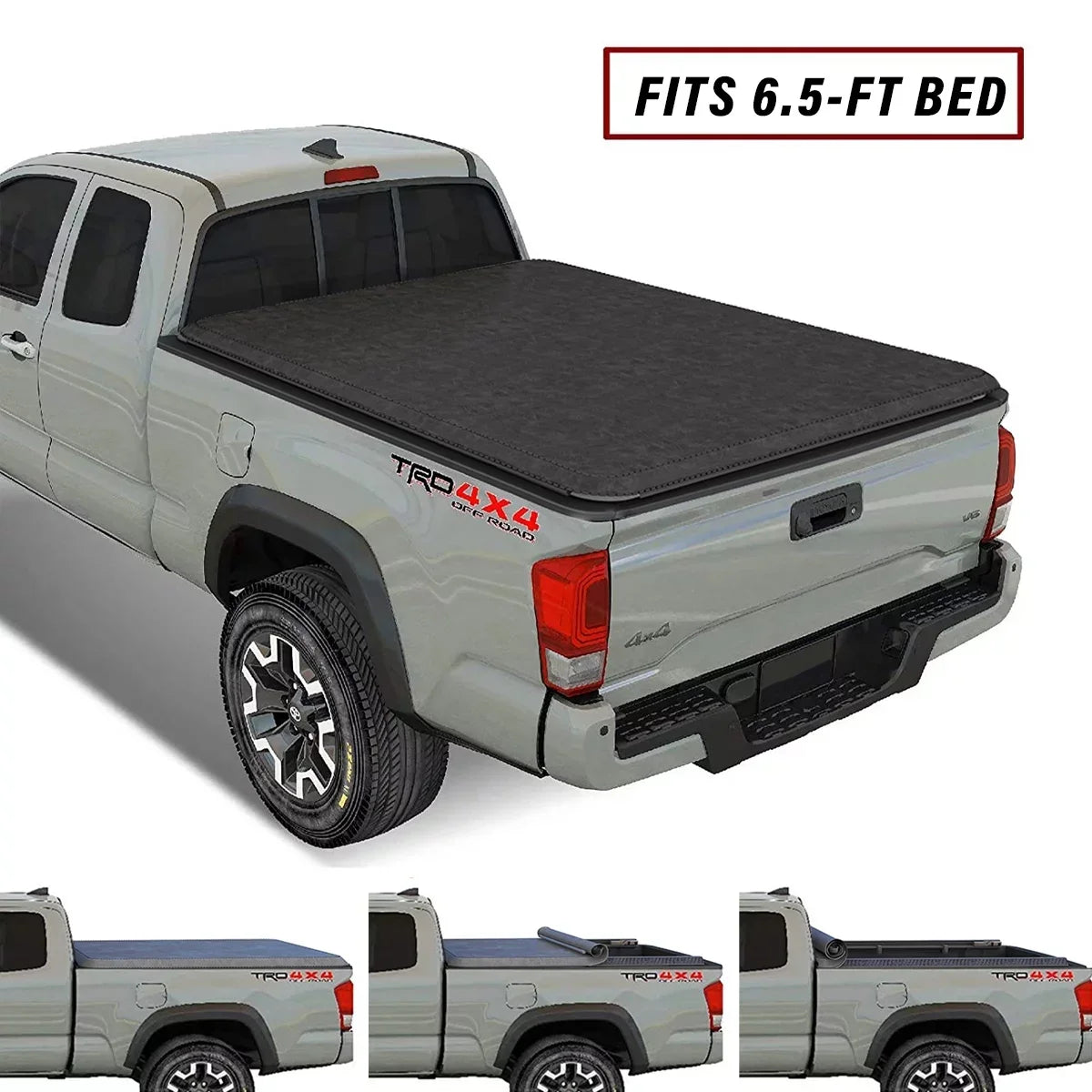 Kikito Vinyl Soft Roll-Up Tonneau Cover Truck Bed for 2007-2021 Tundra (Excl. Trail Edition) 6.5FT (78.7in) Bed (for Models With or Without The Deck Rail System)