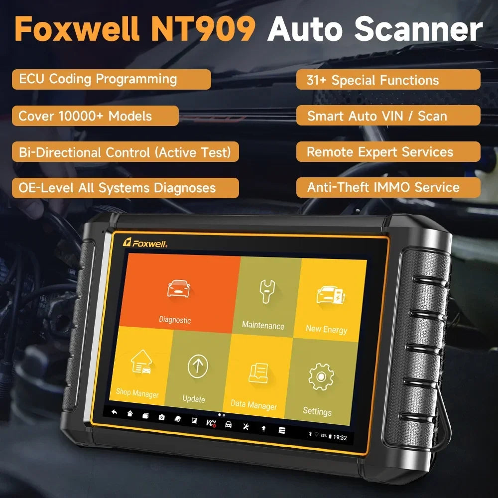 FOXWELL Scanner NT909  Bidirectional Control OBD2 Scanner Code Reader ECU Coding Key TPMS Programmer Diagnostic Scan Tool