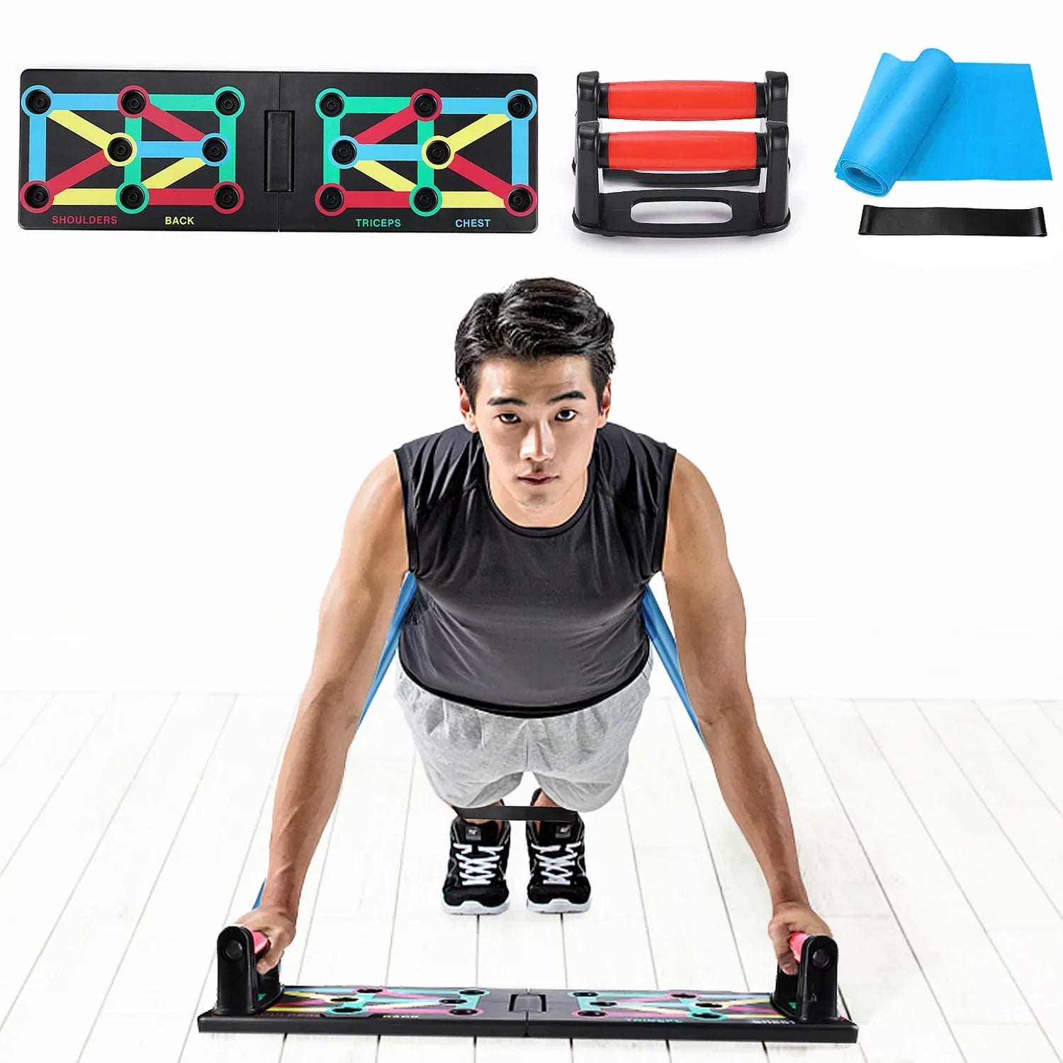 TOMSHOO Foldable Push-Board, Portable and Space-Saving Exercise Equipment, Strengthen Arms, Chest, and Shoulders, Suitable for All Fitness Levels