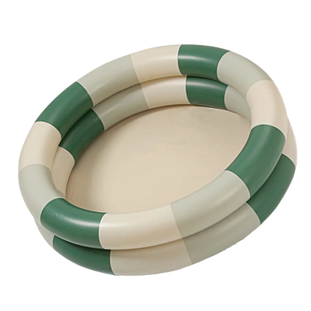 Buumin Inflatable Pool Baby Retro Blow Up Swimming Pool Family Cute Style Thickened Water Pool Green Stripe