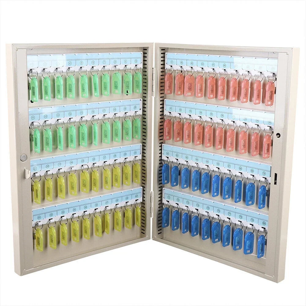 Wall Mounted 80 Key Storage Cabinet Lock Box Safe Organizer Car Dealership Holder