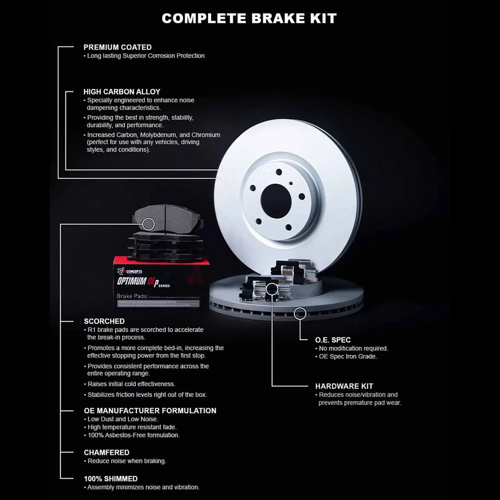 R1 Concepts Wduh1 76175 R1 Concepts Carbon Series Brake Rotors With 5000 Oep Fits select: 2004-2007 TOYOTA HIGHLANDER, 2004-2009 LEXUS RX