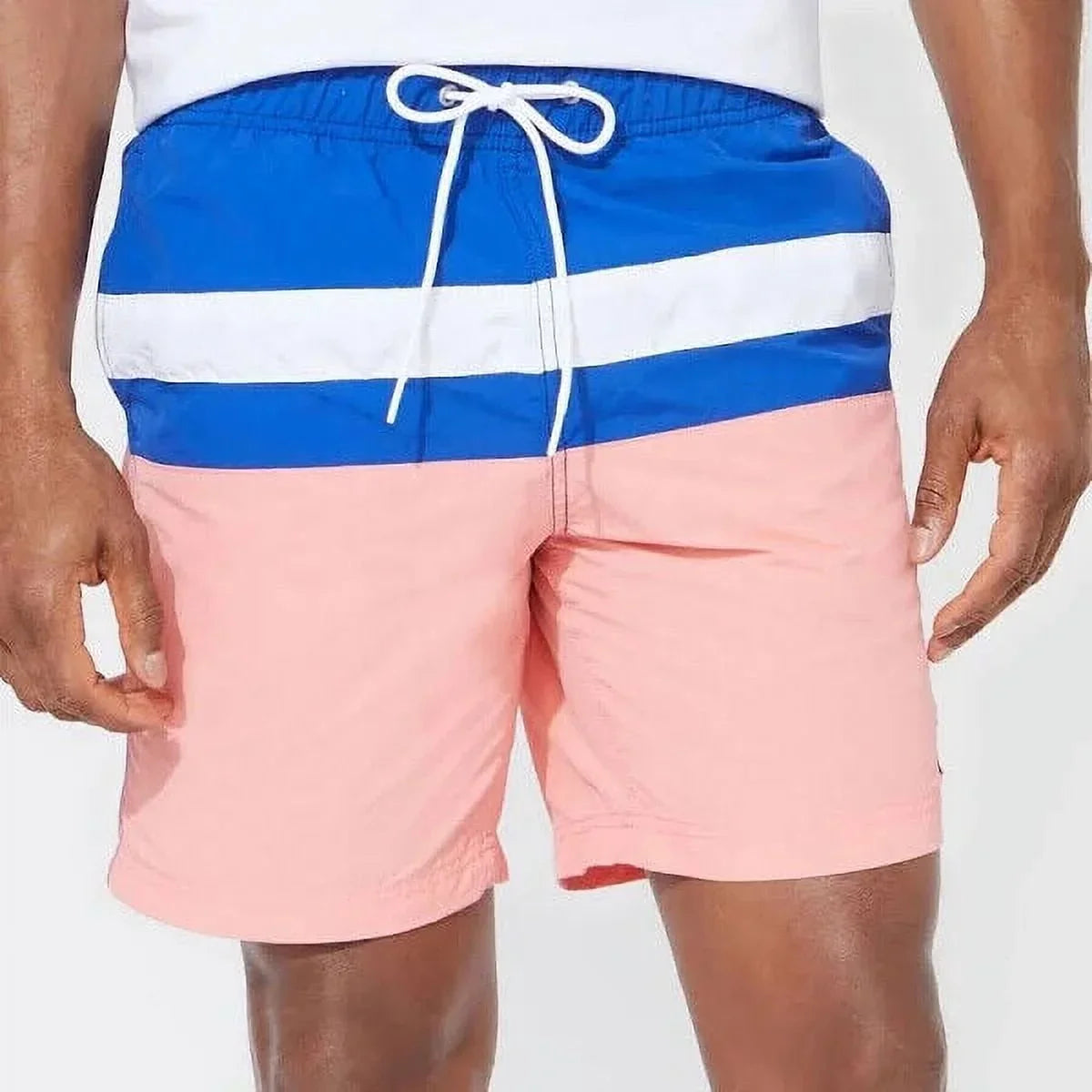 Nautica Men's Colorblocked 8" Swim Trunks T01131 in Pale Coral-XL