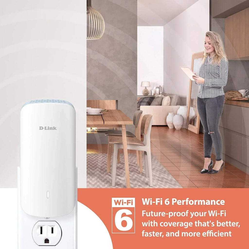 D-Link AX3000 Mesh WiFi 6 Range Extender | 1x Gigabit LAN Port | AI | Cover up to 2300 Sq. ft (E30)