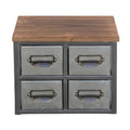 Cheungs 4627 Short Galvanized 4 Drawer Vertical Organizer with Label Scoop Handle - Metal Frame & Wood Top
