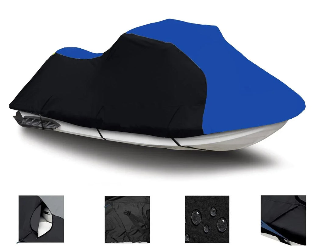 BLACK / BLUE HEAVY-DUTY Cover Compatible for Sea Doo Sea-Doo GTX 1996 1997 2000 2002 / Gti 1997 1998 1999 2000 Jet Ski Watercraft Cover
