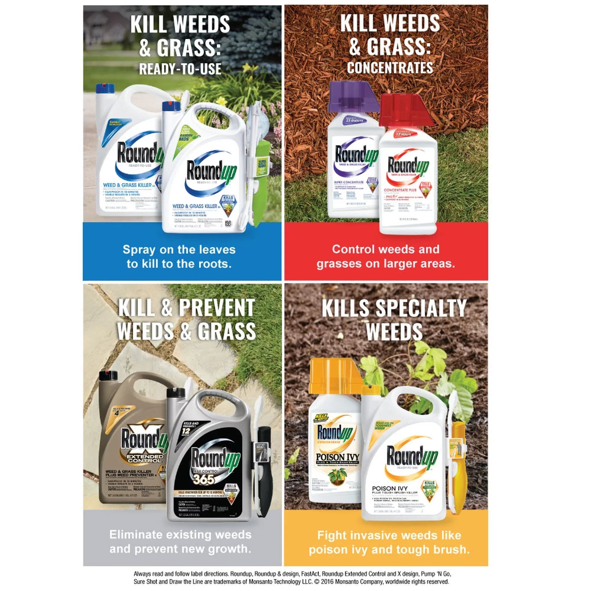 Roundup Ready-to-Use Extended Control Weed & Grass Killer Plus Weed Preventer II with Comfort Wand, 1.33 gal.