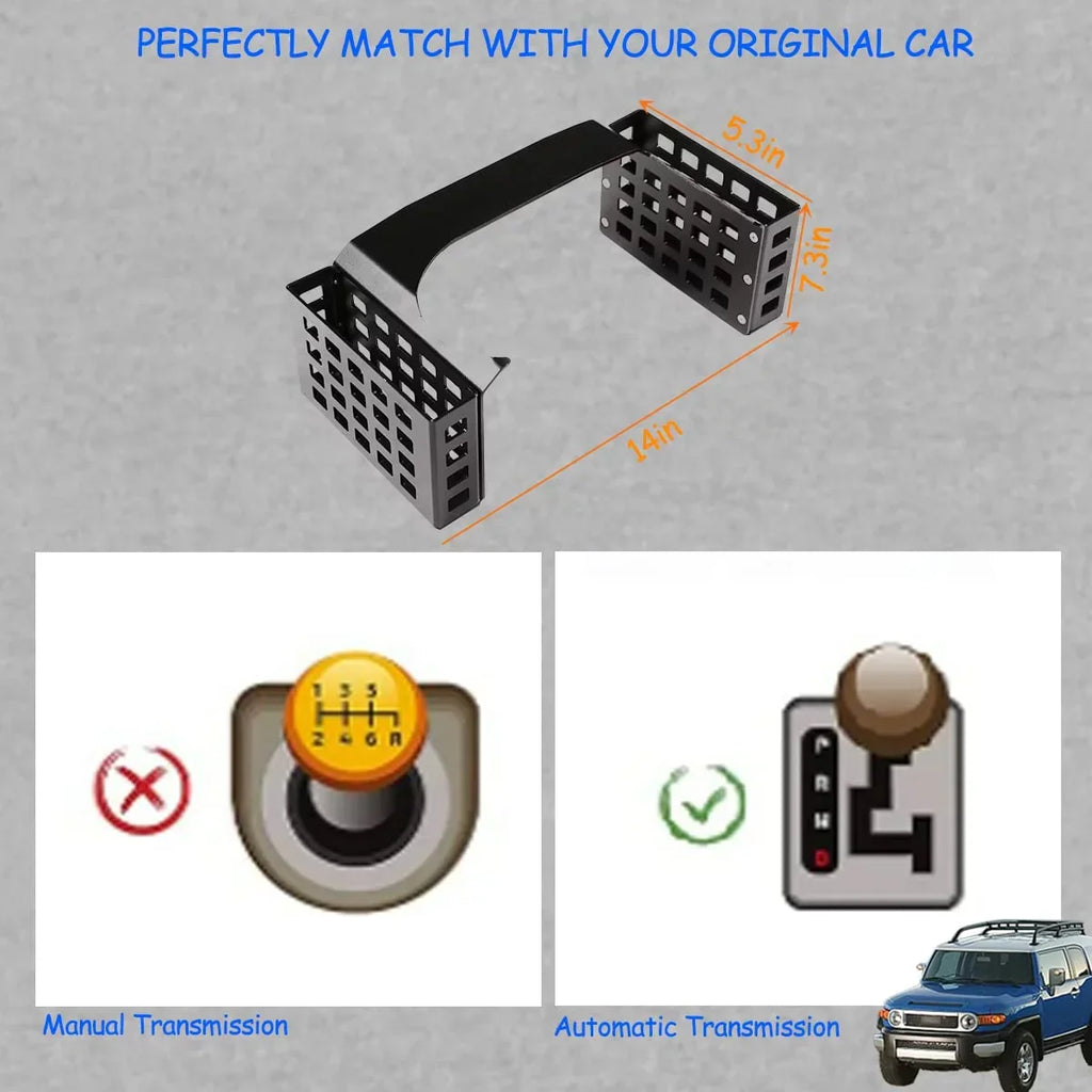 Tinki  Car Shifter Storage Box Compatible with Toyot@ FJ Cruiser 2007-2021, Black,Height 5.3in,1PCS