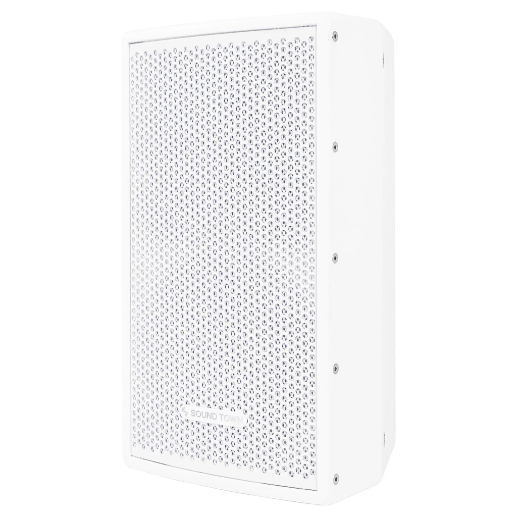Sound Town Pair of CARME Series 8" 350W 2-Way Professional PA DJ Speakers, White with Compression Drivers, Birch Plywood and U Brackets for Installation, Live Sound, Karaoke, Bar, Church (CARME-U108W-