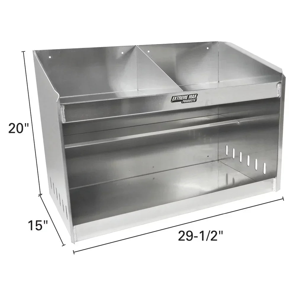 Extreme Max 5001.6056 Deluxe Dual Aluminum Helmet Bay Shelf Holder Storage Cabinet Organizer for Enclosed Race Trailer Shop Garage Storage