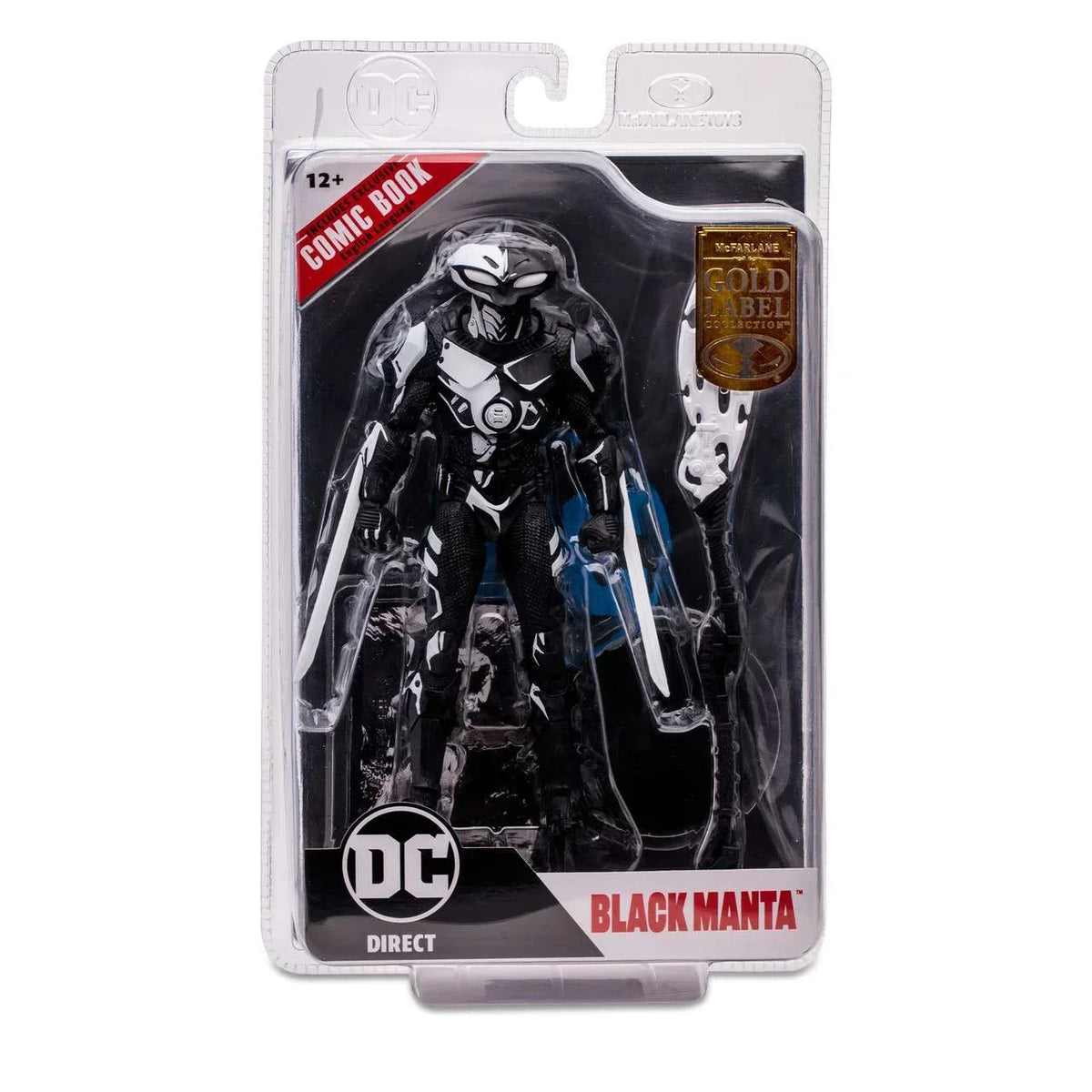 McFarlane DC Direct Gold Label Collection Black Manta Action Figure with Comic Book (Line Art)