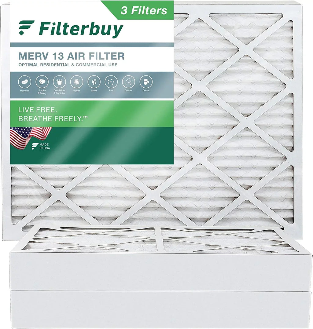 Filterbuy 10x16x4 MERV 13 Pleated HVAC AC Furnace Air Filters (3-Pack)