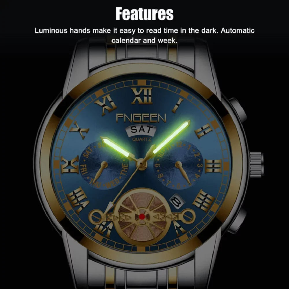 Waterproof Mens Quartz Watch Tourbillon Dial Business Classic Analog Wristwatch