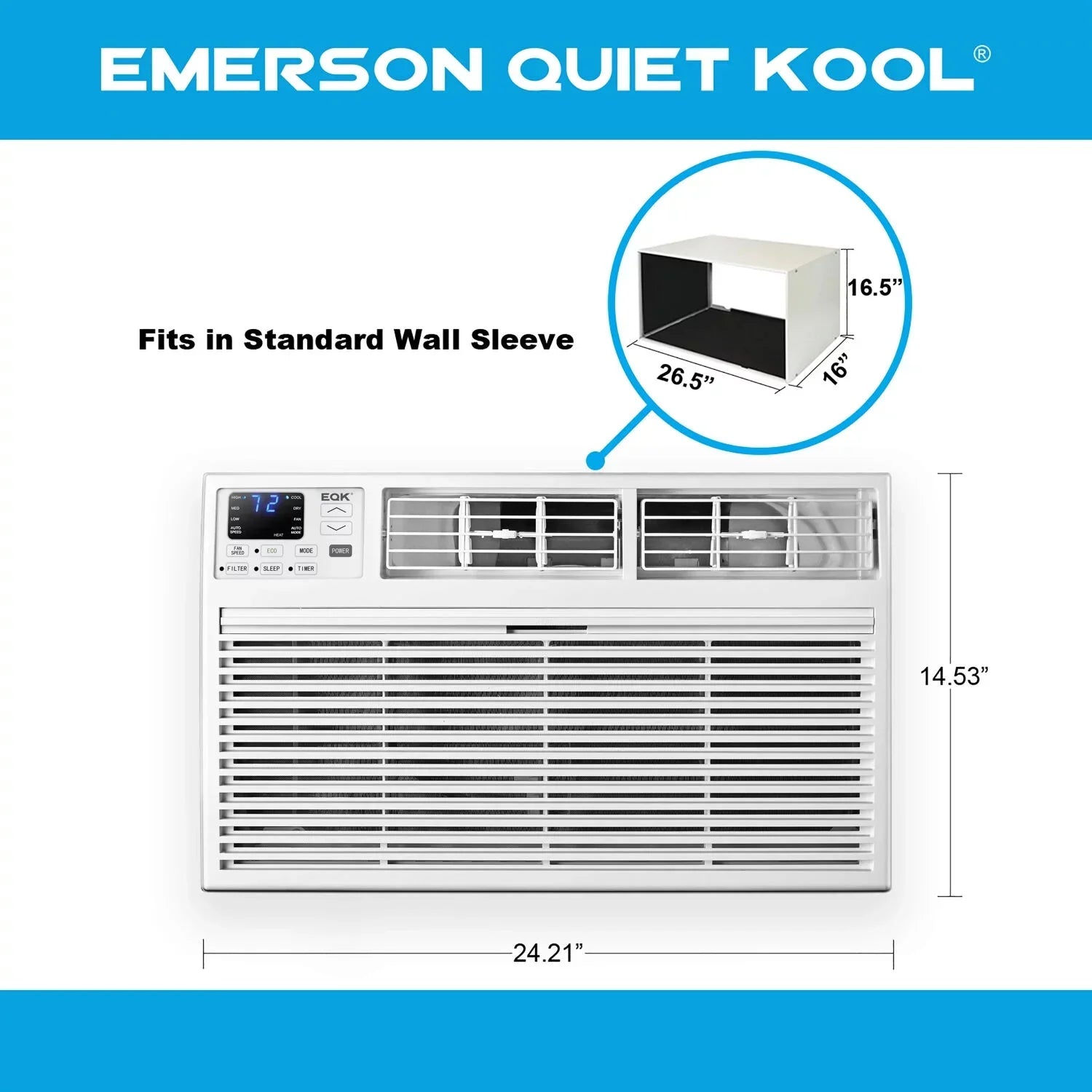 Emerson Quiet Kool 8,000 BTU 115-Volt Through-the-Wall Air Conditioner with Remote, White