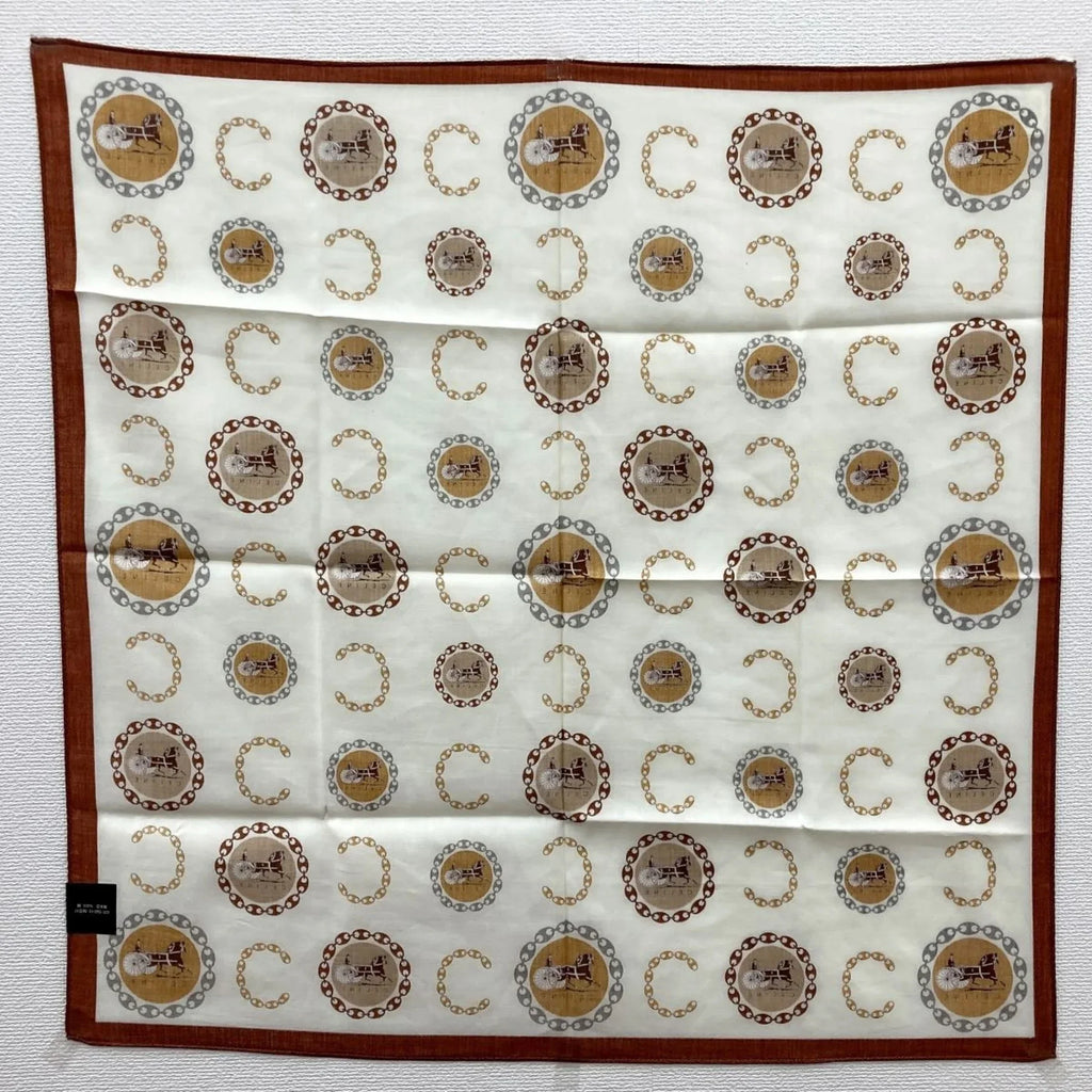 Pre-Owned CELINE Scarf Carriage Saluki Silk White Ladies (Good)