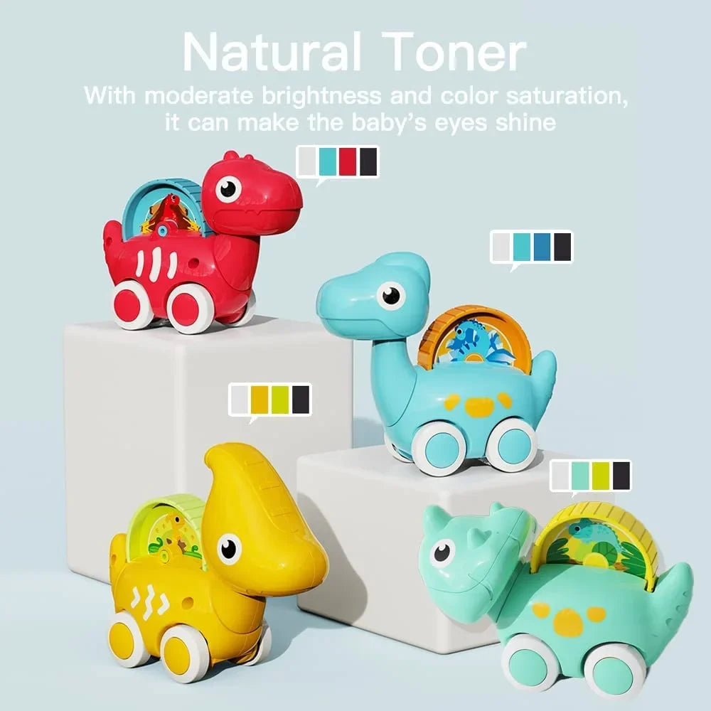 Dinosaur Toy Cars, 4 Pack Dino Toys for 1-5 Years Old Boys and Girls, Car Toys for Kids Toddler Christmas Birthday Gifts with Packaging Bag