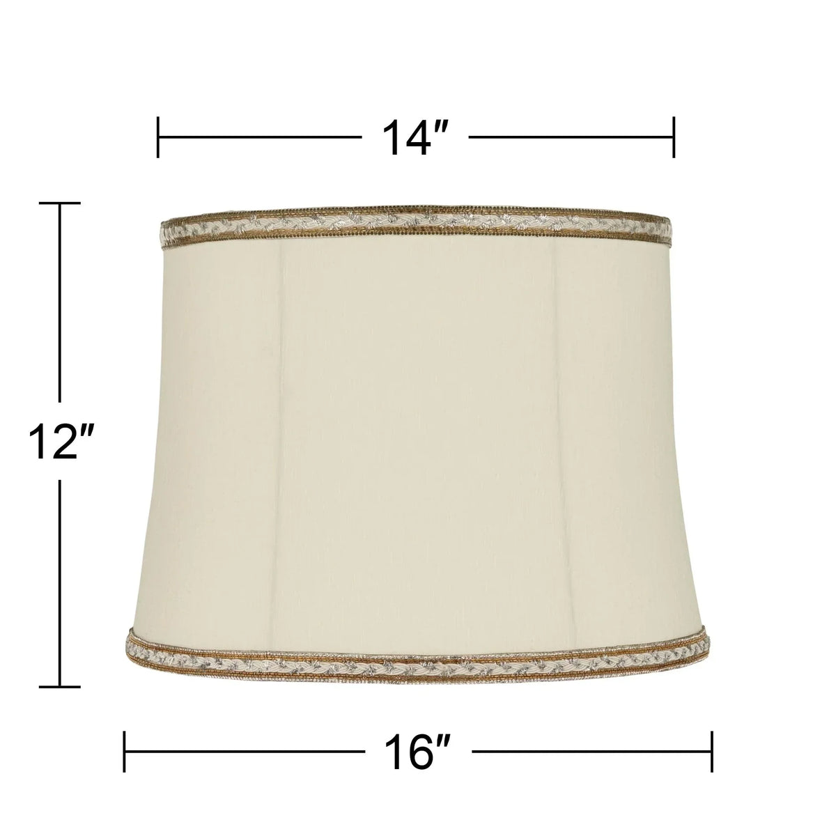 Springcrest Milano Drum Lamp Shades Cream Medium 14" Top x 16" Bottom x 12" High Washer Replacement Harp and Finial Fitting