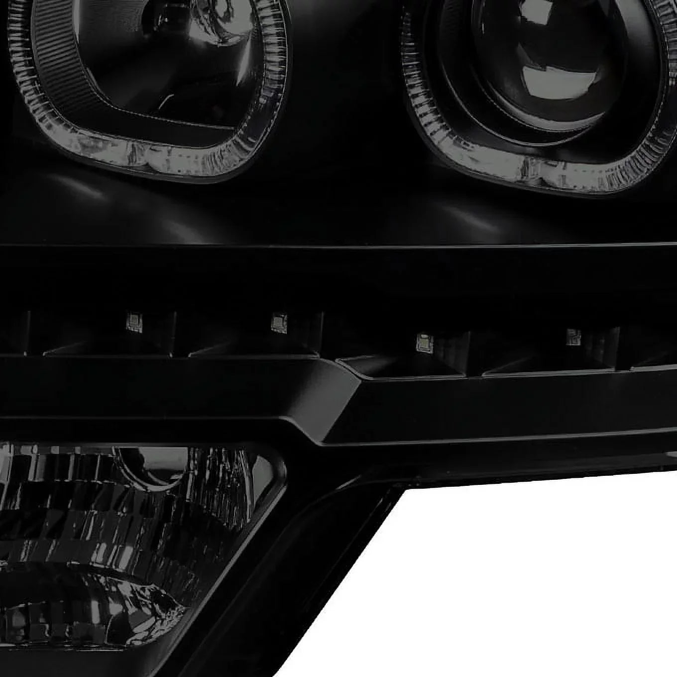 AKKON - For [Dual LED Halo Ring] 09-14 F150 F-150 Pickup Truck Black Smoked Projector Headlights + LED Tail light Set