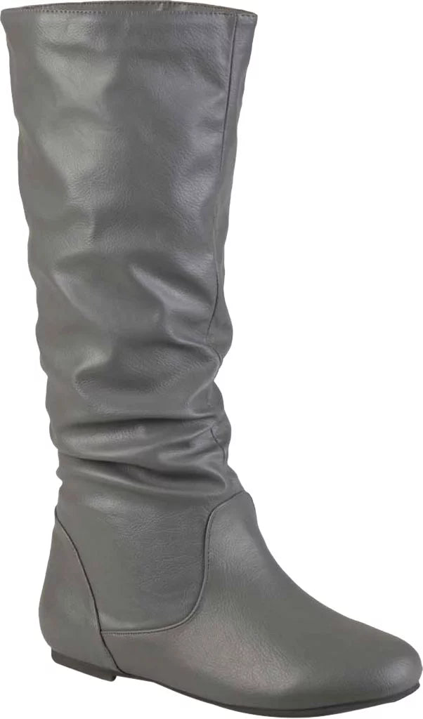 Women's Journee Collection Jayne Extra Wide Calf Knee High Slouch Boot Grey Faux Leather 7.5 M