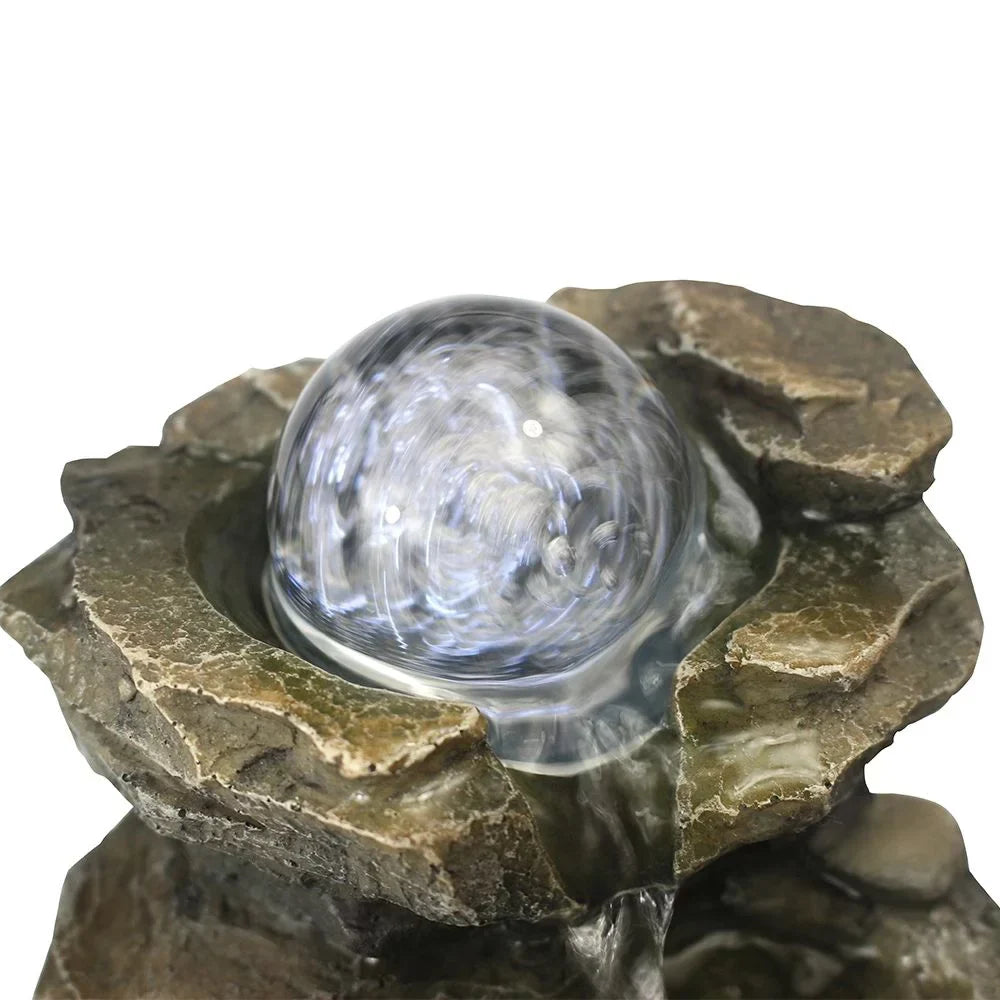 CoSoTower 8.3inches Rock Cascading Tabletop Water Fountain with LED Lights & Crystal Ball for Home Office Bedroom Relaxation