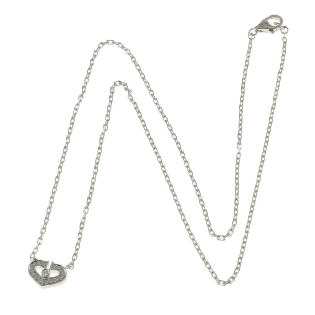 Pre-Owned Cartier C Heart Necklace 18K Diamond Ladies CARTIER BRJ10000000119253 (Like New)