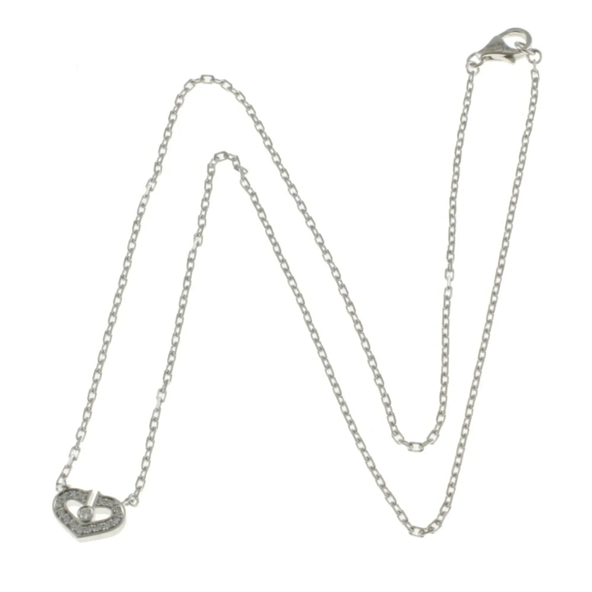 Pre-Owned Cartier C Heart Necklace 18K Diamond Ladies CARTIER BRJ10000000119253 (Like New)