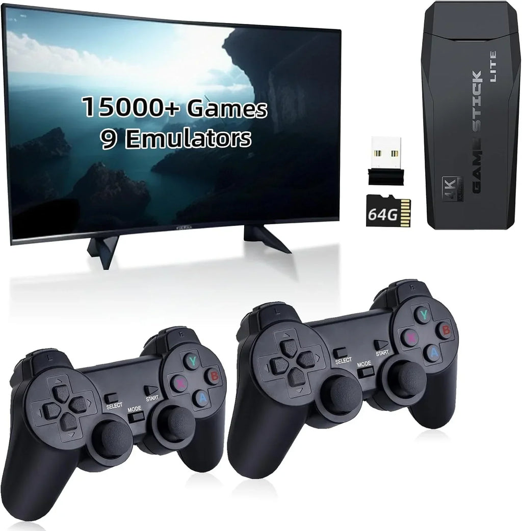 Nostalgia Stick Game - Ultimate Retro Game Console : 20000+ Games , 9 Classic Emulators, 4K Output, Dual 2.4G Wireless Controller,High Sensitivity.