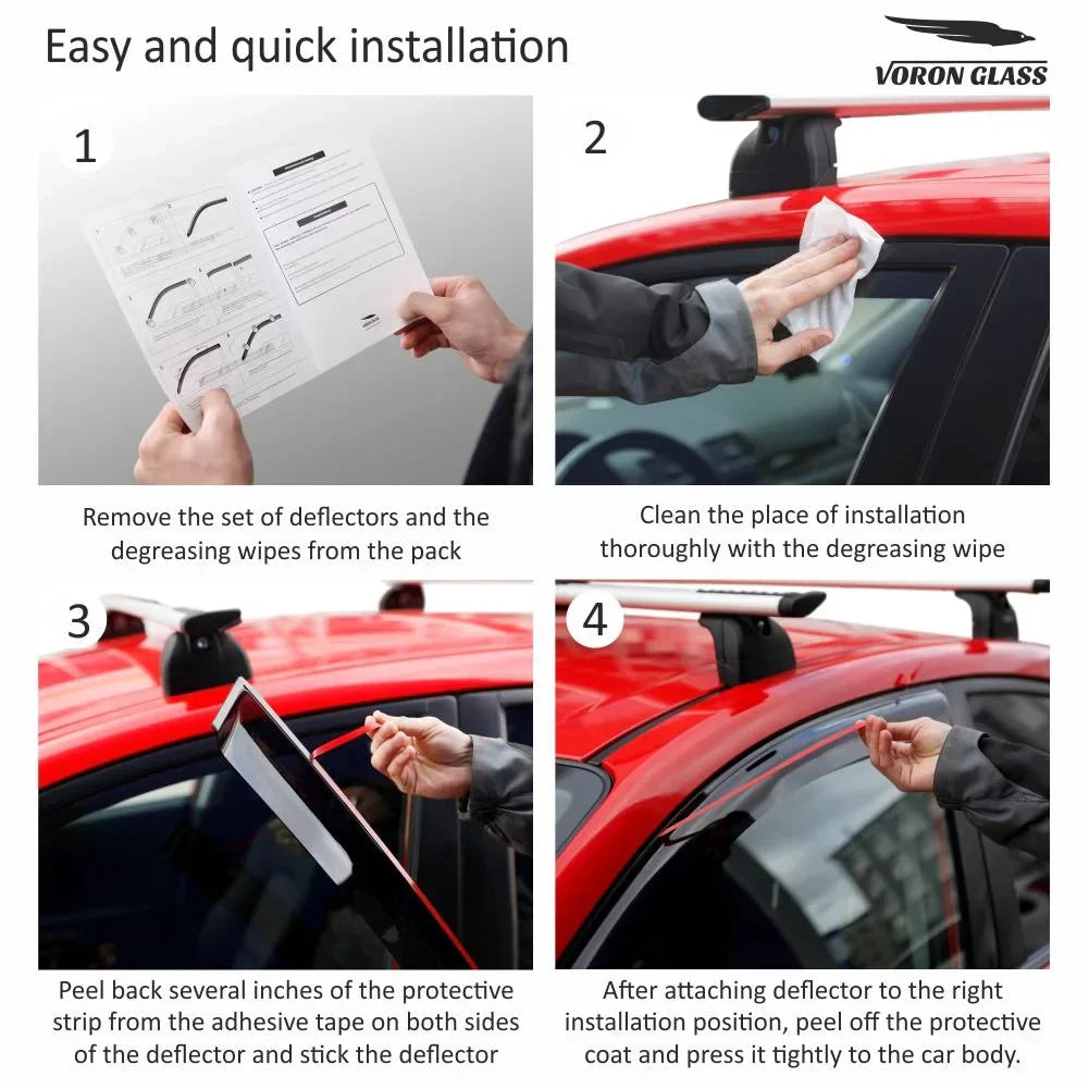 Voron Glass Tape-on Extra Durable Rain Guards for Subaru XV Crosstrek 2018-2024, Window Deflectors, Vent Window Visors, 6 Pieces - 100489