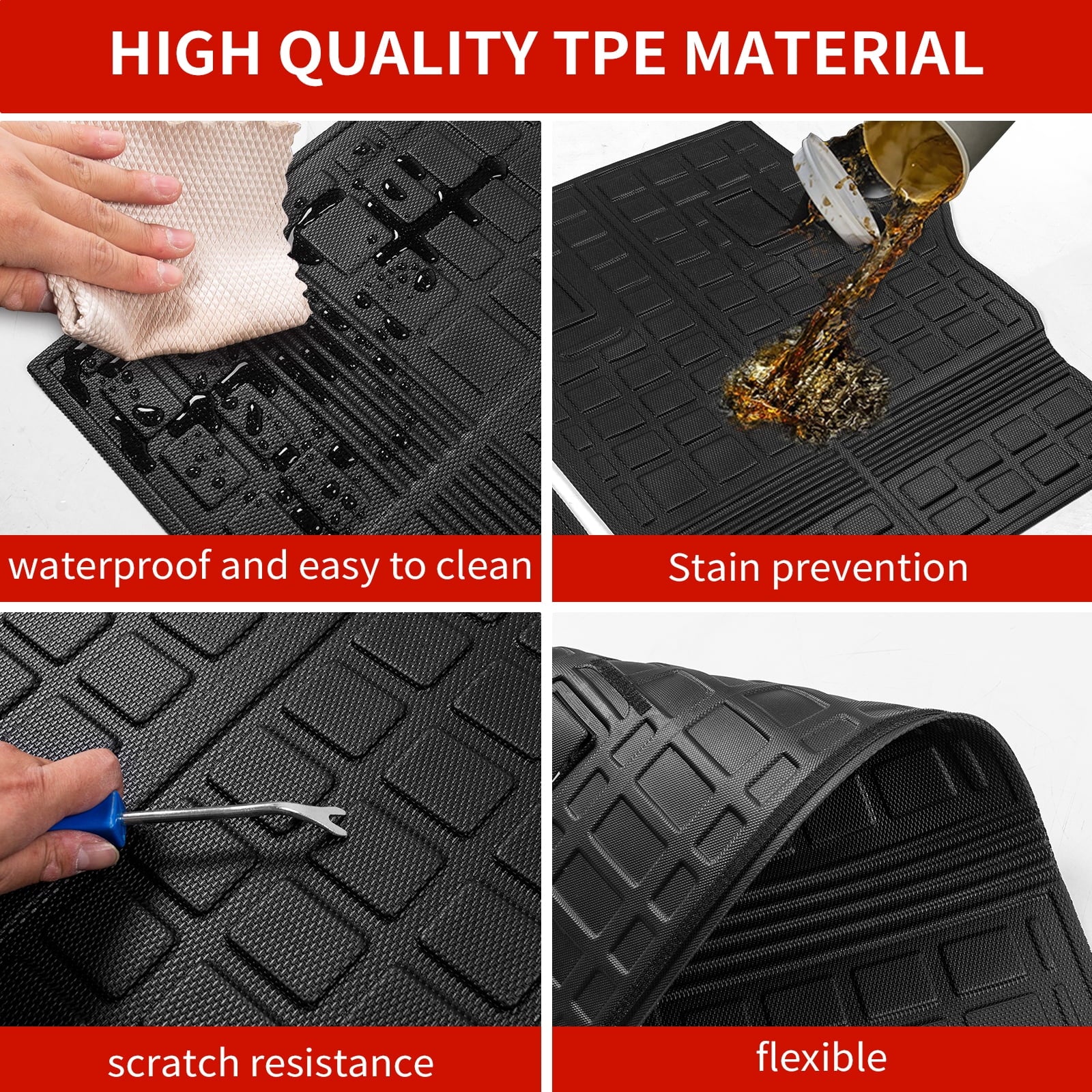 Fit 2019-2024 Toyota RAV4 Back Seat Protector TPE All Weather Trunk Mats 2023 RAV4 Accessories