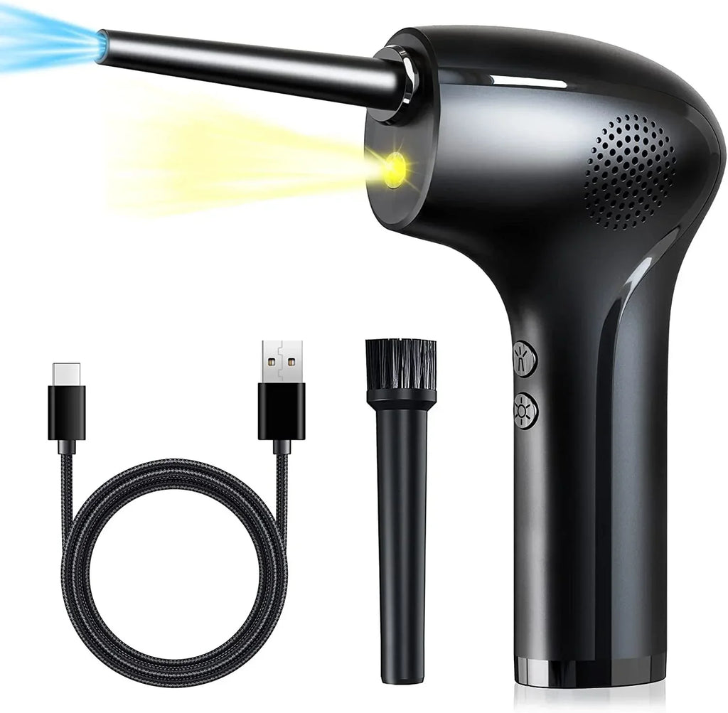 NIFFPD Compressed Air Duster - 2-Speed Adjust, Reusable, 45000RPM Blower Keyboard Cleaner Kit with 6000mAh and 10W Fast Charging - Effective Replacement for Canned Air