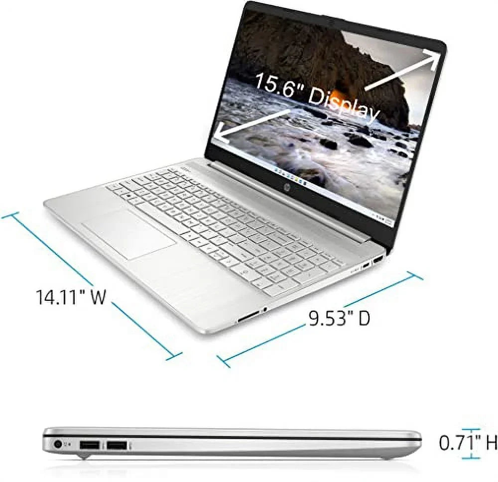 HP 2023 Newest Laptop, 15.6" Touchscreen Display, Intel Core i3-1115G4 Processor, 32GB RAM, 1TB SSD, Intel Iris Xe Graphics, Wi-Fi, Bluetooth, Webcam, Windows 11 Home in S Mode, Natural Silver