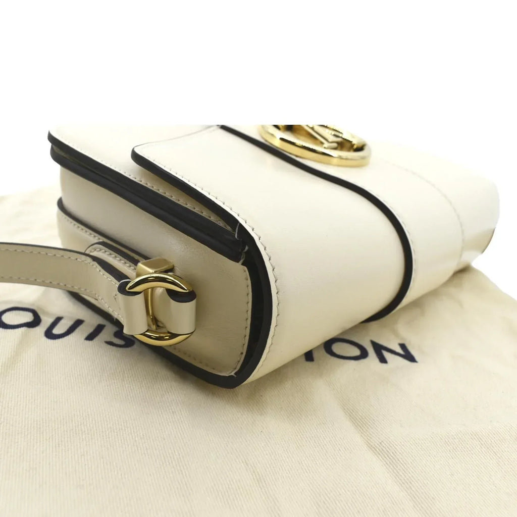 Pre-owned LOUIS VUITTON Pont 9 Calfskin Leather Shoulder Bag Creme