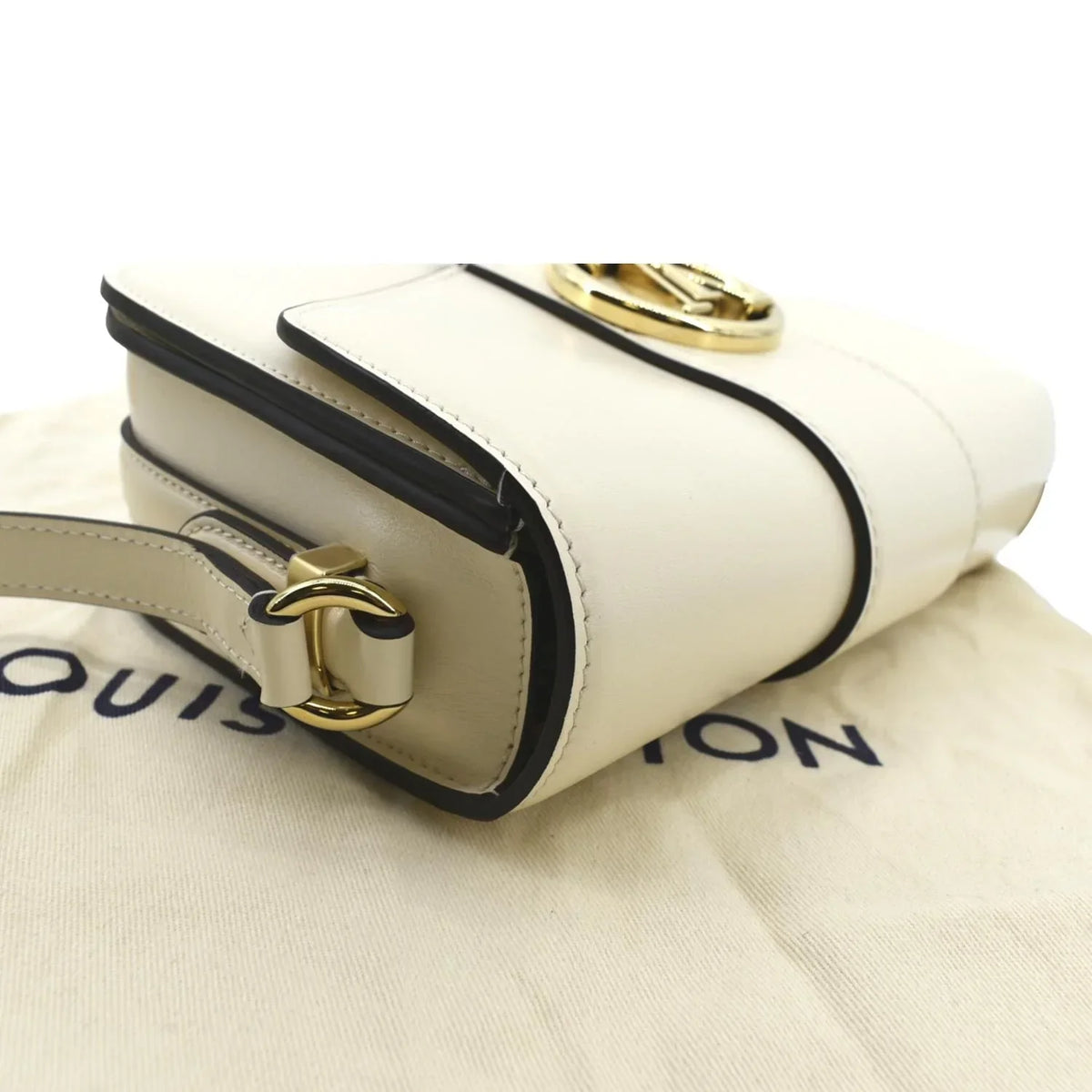 Pre-owned LOUIS VUITTON Pont 9 Calfskin Leather Shoulder Bag Creme